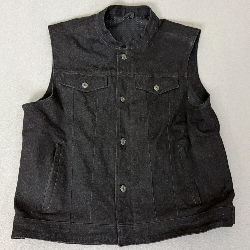 Street & Steel Black Motorcycle Riding Vest Men’s XL Snap Front Biker